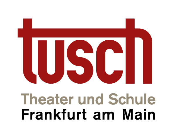 Schriftzug: tusch (rote Schrift) Theater und Schule Frankfurt am Main