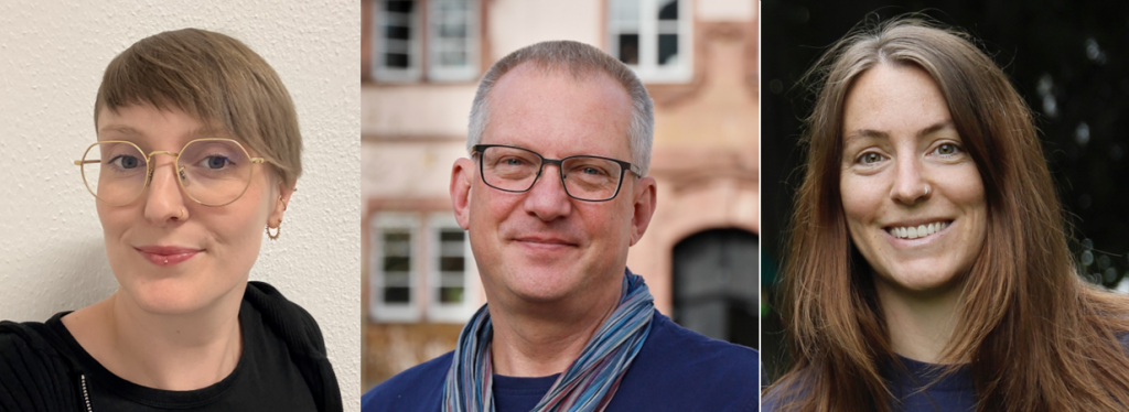 Drei Fotos von Portraits. Zwei Frauen und ein Bild von einem Mann in der Mitte.